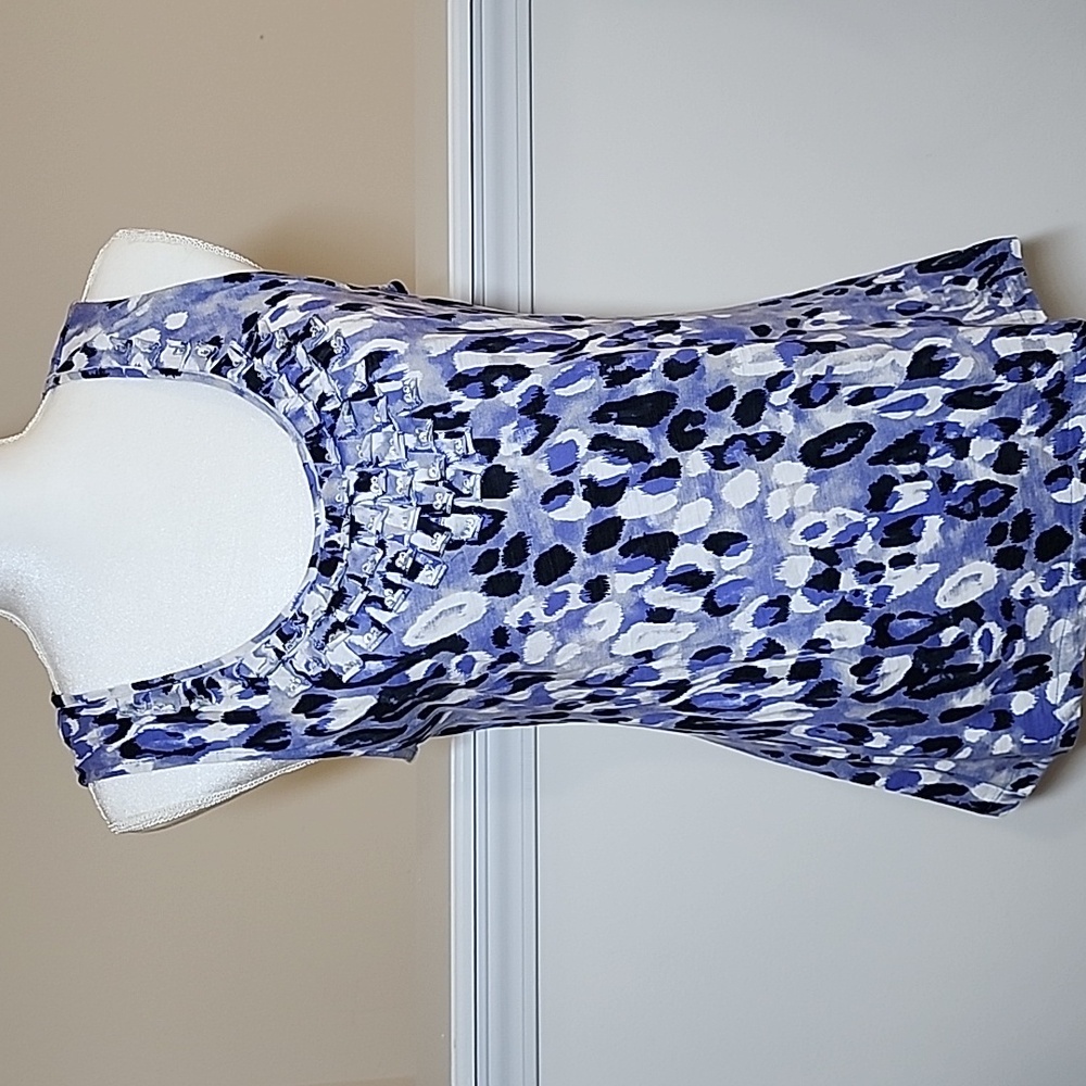 Alfani Abstract Animal Print Sleevless Spring Summer 100% Cotton Tank Top SZ M